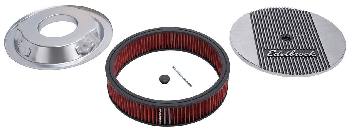 EDELBROCK 14" x 3" With 5/8" Drop Base Elite 2 Series Round Air Cleaner - Polished ED4266 Autofit