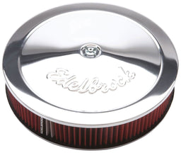 EDELBROCK 14" x 3" With 5/8" Drop Base Pro-Flo Chrome Round Air Cleaner ED1224 Autofit