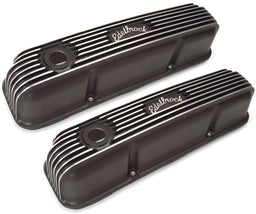 EDELBROCK 1958-1976 Ford FE, 5" overall ht. Classic Aluminium Series Valve Covers - Black Finish ED41623 Autofit