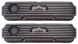 EDELBROCK 1958-1976 Ford FE, 5" overall ht. Classic Aluminium Series Valve Covers - Black Finish ED41623 Autofit