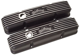 EDELBROCK 1959-86 Small Block Chevy 262-400 with oil fill hole, 3-1/2" overall Classic Aluminium Series Valve Covers - Black Finish ED41443 Autofit