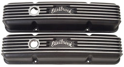 EDELBROCK 1959-86 Small Block Chevy 262-400 with oil fill hole, 3-1/2" overall Classic Aluminium Series Valve Covers - Black Finish ED41443 Autofit