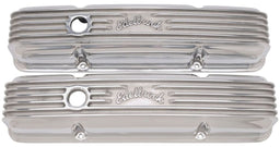 EDELBROCK 1959-86 Small Block Chevy 262-400 with oil fill hole, 3-1/2" overall Classic Aluminium Series Valve Covers - Polished Finish ED4144 Autofit
