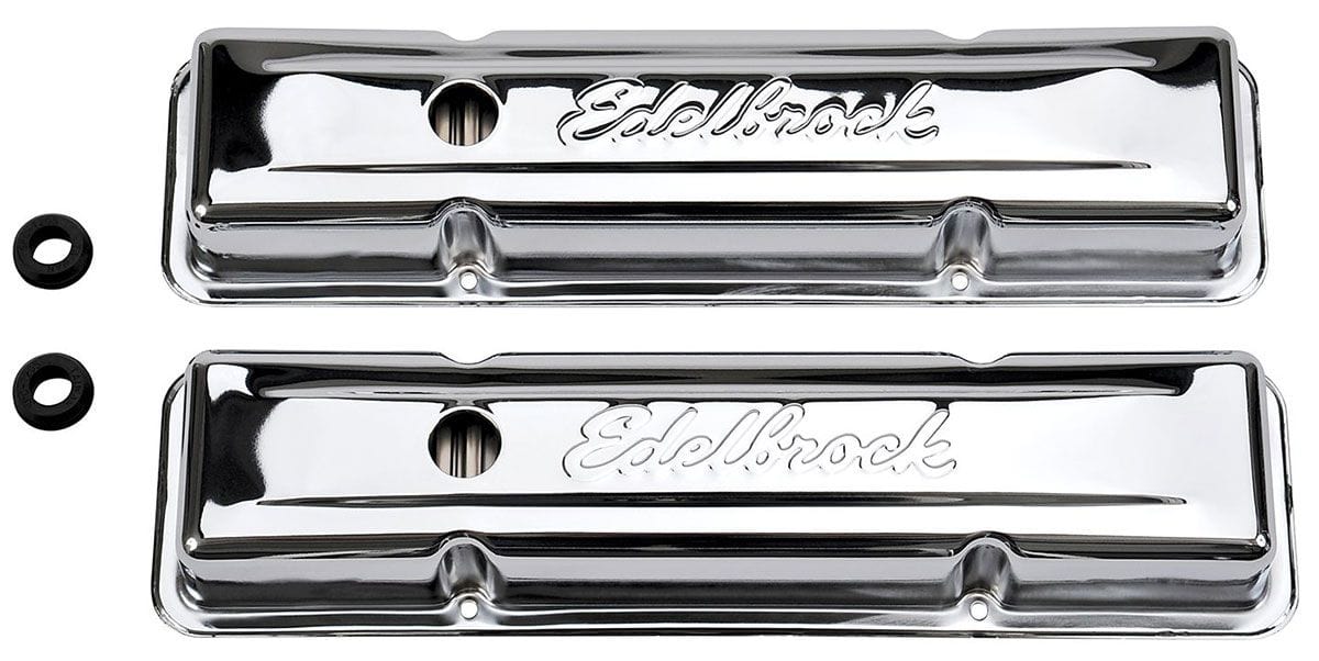 EDELBROCK Chevrolet 262-400 '59-86 (low), 2.8" overall height Signature Series Chrome Valve Covers ED4449 Autofit