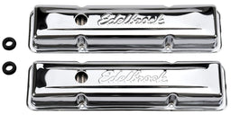EDELBROCK Chevrolet 262-400 '59-86 (low), 2.8" overall height Signature Series Chrome Valve Covers ED4449 Autofit