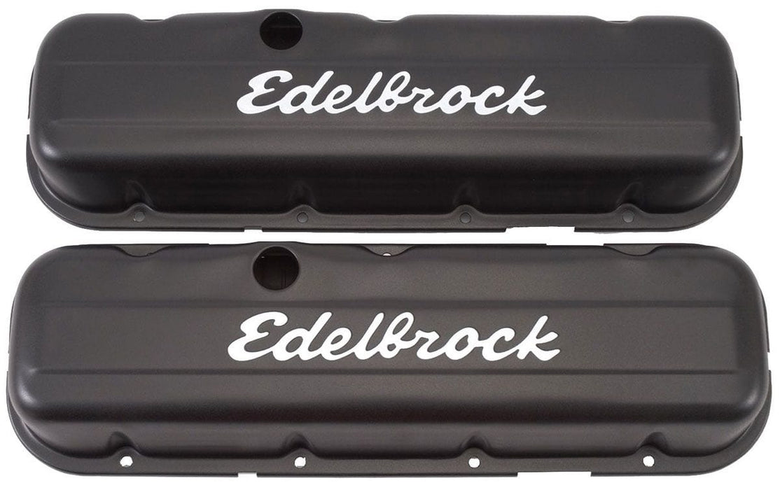 EDELBROCK Chevrolet 396-454 V8 '65 & later (low), 2.6" overall height Signature Series Black Valve Covers ED4483 Autofit