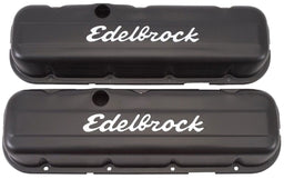 EDELBROCK Chevrolet 396-454 V8 '65 & later (low), 2.6" overall height Signature Series Black Valve Covers ED4483 Autofit