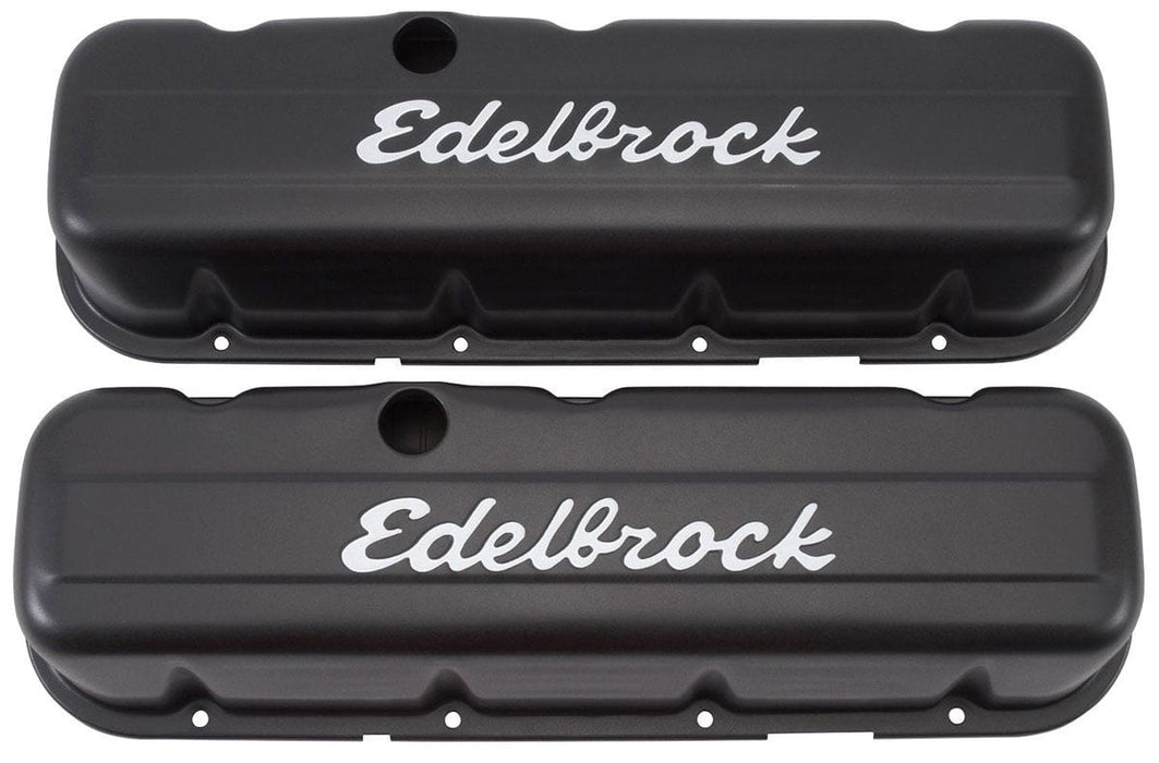 EDELBROCK Chevrolet 396-454 V8 '65 & later (tall), 3.8" overall height Signature Series Black Valve Covers ED4683 Autofit