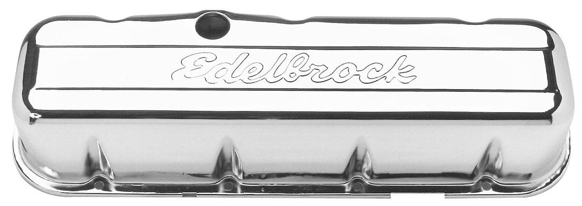 EDELBROCK Chevrolet 396-454 V8 '65 & later (tall), 3.8" overall height Signature Series Chrome Valve Covers ED4680 Autofit