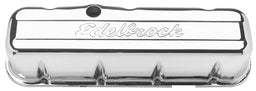 EDELBROCK Chevrolet 396-454 V8 '65 & later (tall), 3.8" overall height Signature Series Chrome Valve Covers ED4680 Autofit