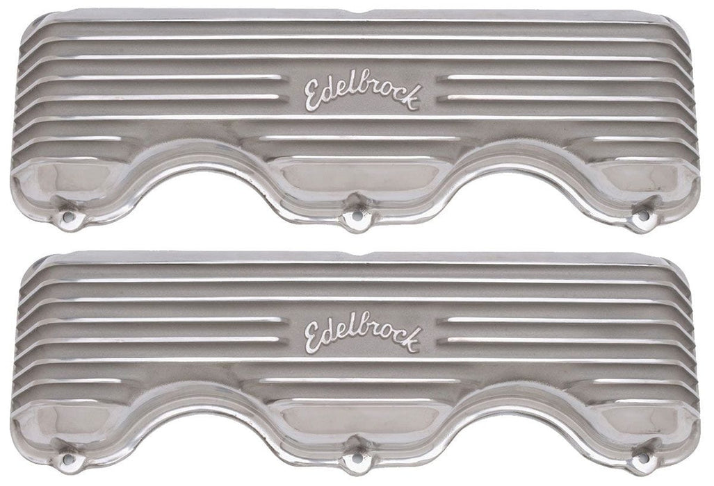 EDELBROCK Chevy 348/409 W-series, 3-13/16" overall ht. Classic Aluminium Series Valve Covers - Polished Finish ED4140 Autofit