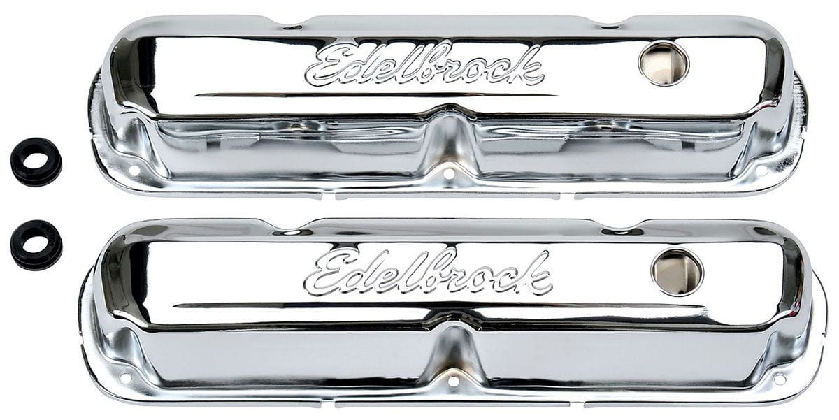 EDELBROCK Chrysler 318-340-360 V8 '65-91, 3.2" overall height Signature Series Chrome Valve Covers ED4495 Autofit