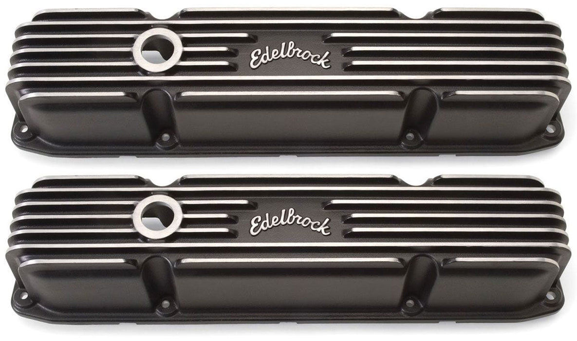 EDELBROCK Chrysler Big Block 383-440, 4" overall ht. Classic Aluminium Series Valve Covers - Black Finish ED41923 Autofit