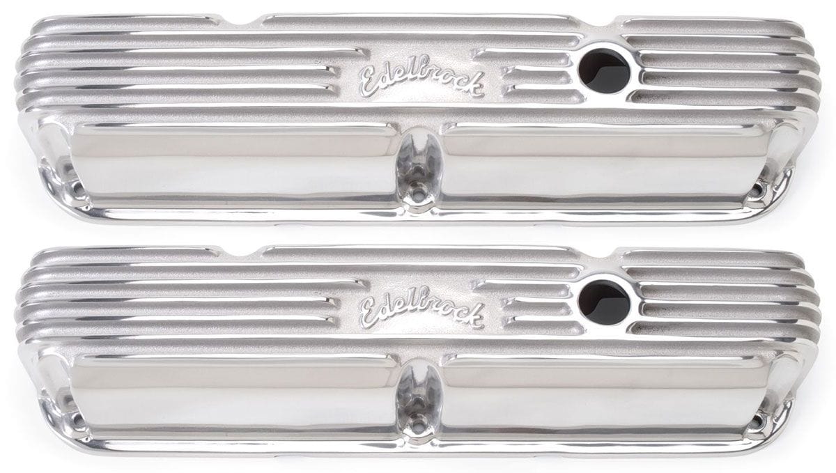 EDELBROCK Chrysler Small Block LA 318-340-360, 3-3/4" overall ht. Classic Aluminium Series Valve Covers - Polished Finish ED4176 Autofit