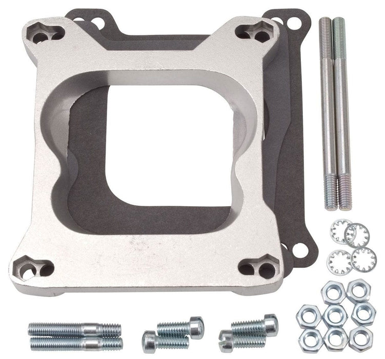 EDELBROCK Mounts 4-bbl. Spreadbore carburettors to square-bore single-plane man Carburettor Adapter - Quadrajet Adapter .750" ED2692 Autofit