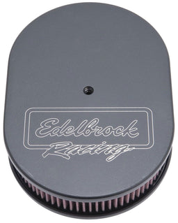 EDELBROCK Oval Air Cleaner, 11-7/8" x 8-1/4" with 2.4" element, 3-3/4" overall Victor Series Air Cleaners - Black Finish ED42203 Autofit