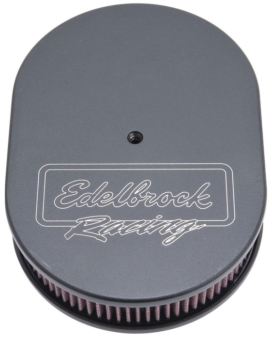 EDELBROCK Oval Air Cleaner, 11-7/8" x 8-1/4" with 2.4" element, 3-3/4" overall Victor Series Air Cleaners - Black Finish ED42203 Autofit