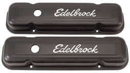 EDELBROCK Pontiac 301-326-350-389-400-421-455 V8 - '62-79 (no baffle), 3" overa Signature Series Black Valve Covers ED4453 Autofit