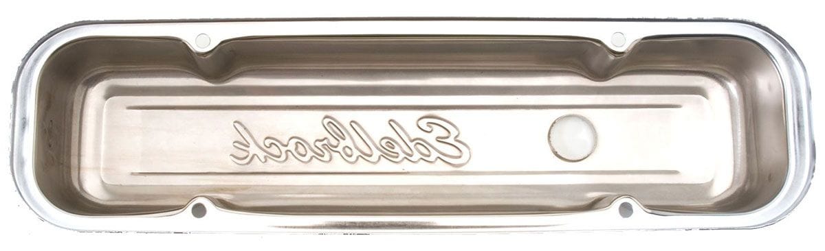 EDELBROCK Pontiac 301-326-350-389-400-421-455 V8 - '62-79 (no baffle), 3" overa Signature Series Chrome Valve Covers ED4456 Autofit