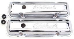 EDELBROCK Pontiac 301-326-350-389-400-421-455 V8 - '62-79 (no baffle), 3" overa Signature Series Chrome Valve Covers ED4456 Autofit