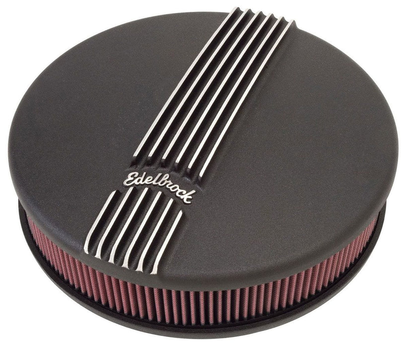 EDELBROCK Round Cast Air Cleaner for Single 4-barrel Carb with 3" element, 3.9" Classic Series Air Cleaners - Black Finish ED41173 Autofit