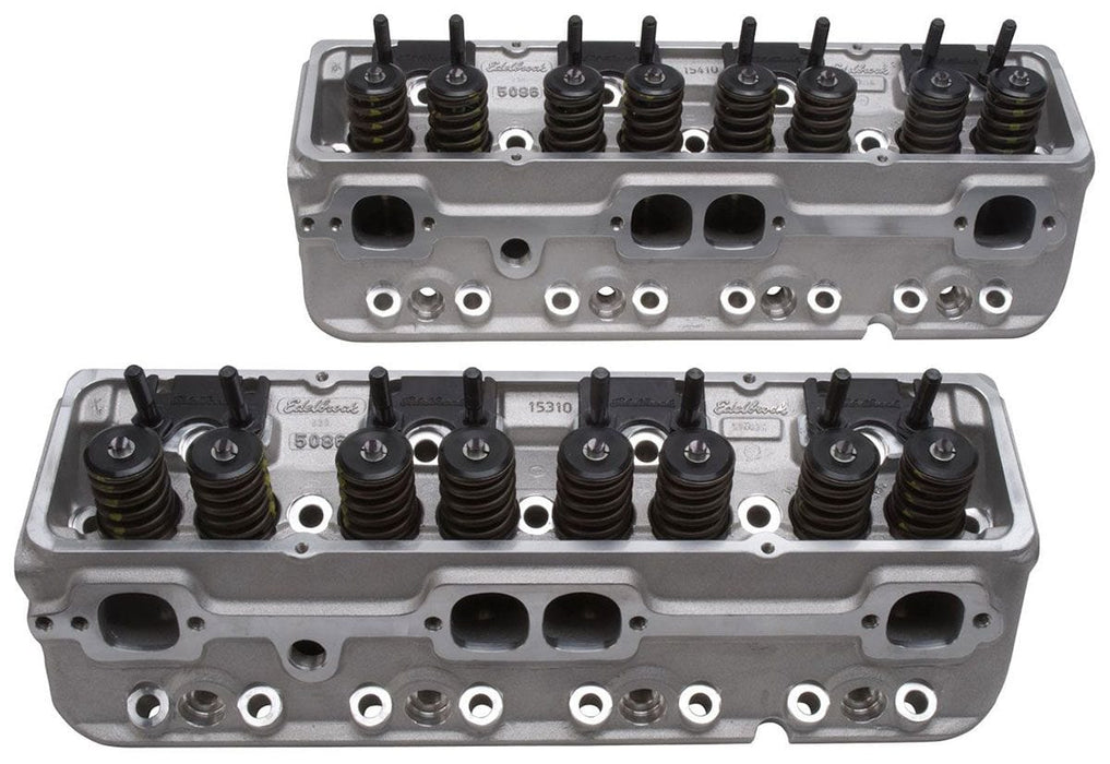 EDELBROCK SB Chevy, 64cc chambers, springs for hydraulic flat tappet & roller c E-210 Cylinder Heads - Pair - Complete ED5085 Autofit