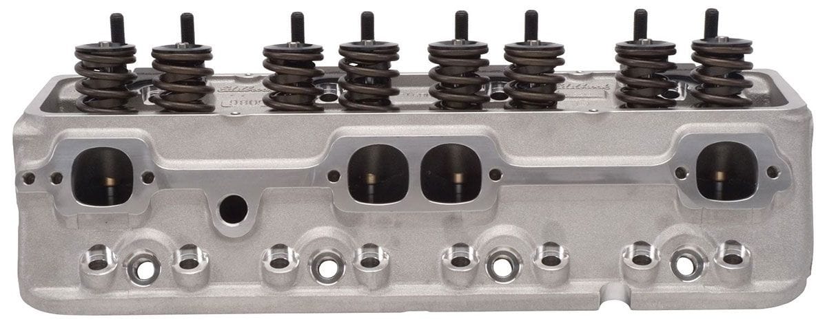 EDELBROCK SB Chevy, 64cc chambers, springs for mechanical flat tappet & roller E-210 Cylinder Heads - Pair - Complete ED5087 Autofit