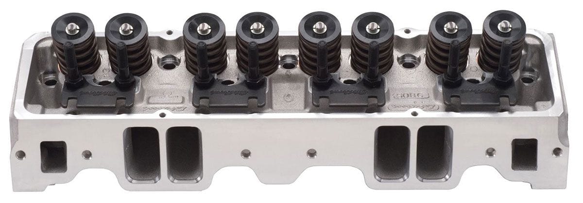 EDELBROCK SB Chevy, 64cc chambers, springs for mechanical flat tappet & roller E-210 Cylinder Heads - Pair - Complete ED5087 Autofit
