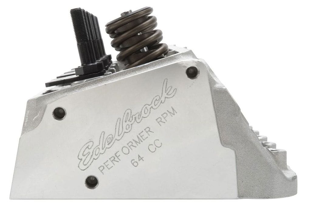 EDELBROCK SB Chevy, 64cc combustion chambers with angled plugs, 185cc Intake po Performer RPM Cylinder Heads - Single - Complete ED60999 Autofit