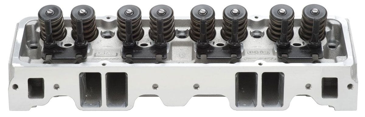 EDELBROCK SB Chevy, 64cc combustion chambers with angled plugs, 185cc Intake po Performer RPM Cylinder Heads - Single - Complete ED60999 Autofit