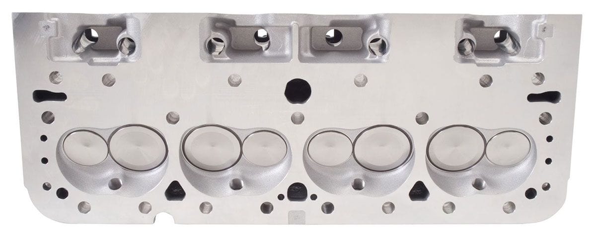 EDELBROCK SB Chevy, 64cc combustion chambers with straight plugs, 185cc Intake Performer RPM Cylinder Heads - Single - Complete ED60899 Autofit