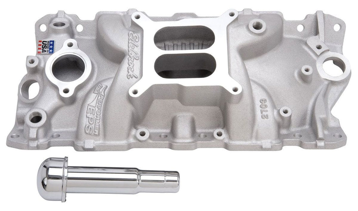 EDELBROCK SB Chevy, Idle - 5500 rpm, Dual Plane, non-EGR, oil fill tube Performer EPS Intake Manifold ED2703 Autofit