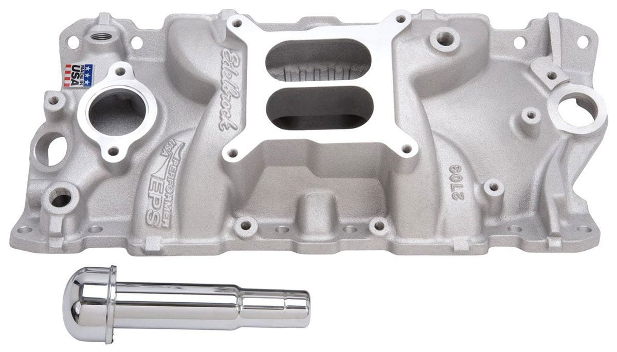 EDELBROCK SB Chevy, Idle - 5500 rpm, Dual Plane, non-EGR, oil fill tube Performer EPS Intake Manifold ED2703 Autofit