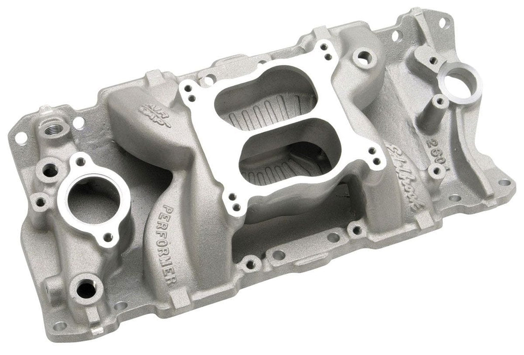 EDELBROCK Small Block Chevy 1987-95 cast iron heads, Idle - 5500 rpm, Dual Plan Performer Air-Gap Intake Manifold ED2604 Autofit