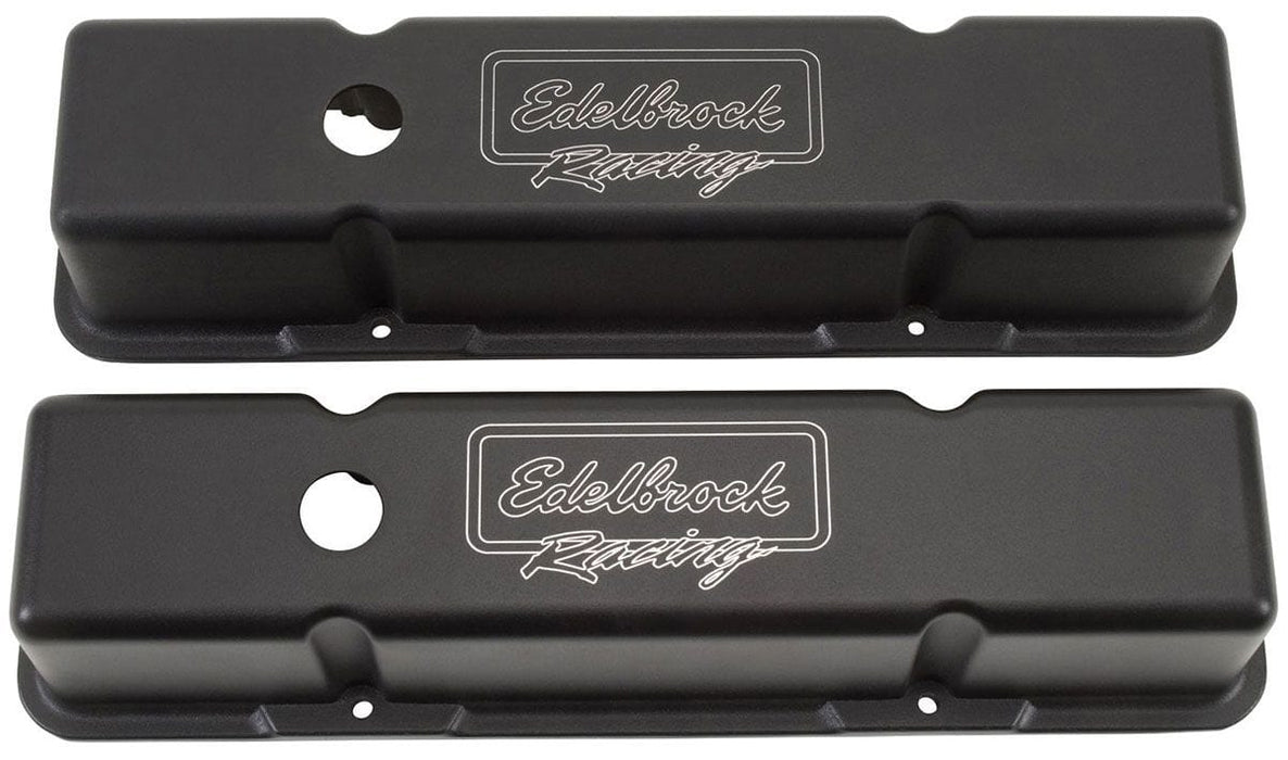Edelbrock Small Block Chevy 262-400, tall profile, 3.75"overall ht. Victor Series Valve Covers - Black Finish ED41733 Autofit