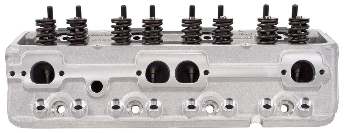 EDELBROCK Small Block Chevy, With straight plugs, 185cc Intake Port, 64cc chamb E-Street 185 Cylinder Heads - Pair - Complete ED5089 Autofit