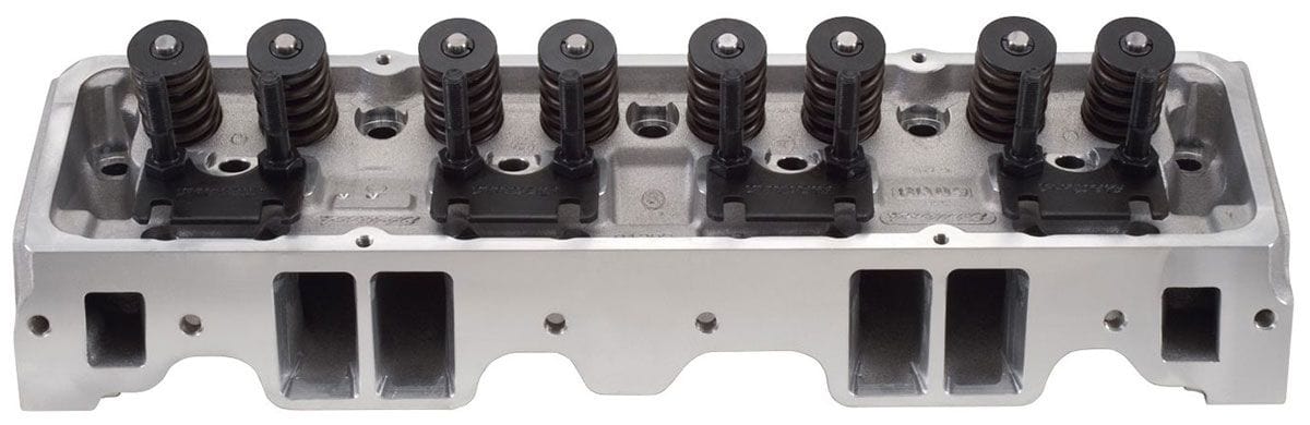 EDELBROCK Small Block Chevy, With straight plugs, 185cc Intake Port, 64cc chamb E-Street 185 Cylinder Heads - Pair - Complete ED5089 Autofit