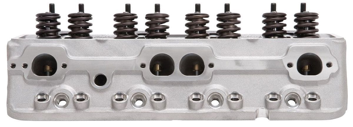 EDELBROCK Small Block Chevy, With straight plugs, 185cc Intake Port, 70cc chamb E-Street 185 Cylinder Heads - Pair - Complete ED5073 Autofit