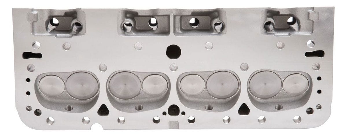 EDELBROCK Small Block Chevy, With straight plugs, 185cc Intake Port, 70cc chamb E-Street 185 Cylinder Heads - Pair - Complete ED5073 Autofit
