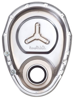 EDELBROCK Small Block Chevy, with Welded Reinforcement Plate Chrome Timing Cover ED4860 Autofit