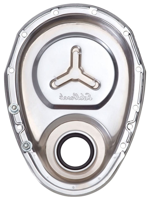 EDELBROCK Small Block Chevy, with Welded Reinforcement Plate Chrome Timing Cover ED4860 Autofit