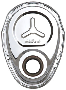 EDELBROCK Small Block Chevy, with Welded Reinforcement Plate Chrome Timing Cover ED4860 Autofit