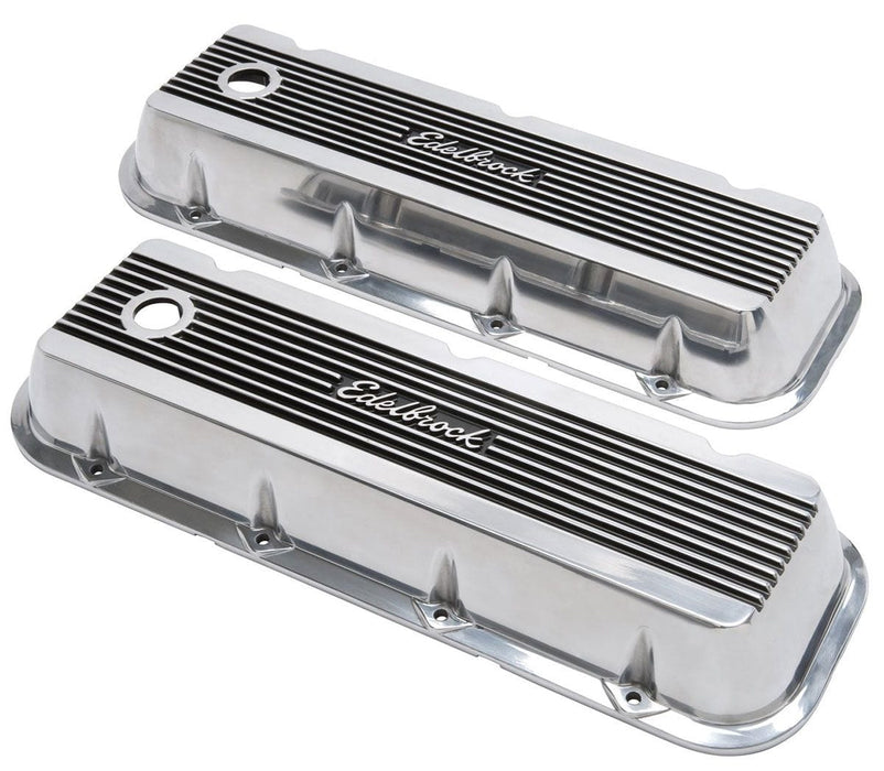 EDELBROCK Suit BB Chev With Edelbrock Logo Elite 2 Series Tall Valve covers - Polished ED4275 Autofit