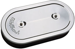 EDELBROCK Suit Dual Quad Applications, 13-1/2" long x 7" wide 2-1/2" element, 3 Pro-Flo Chrome Oval Air Cleaner ED1235 Autofit