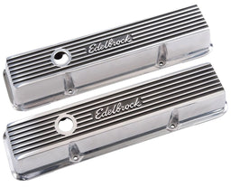 EDELBROCK Suit SB Chev With Edelbrock Logo Elite 2 Series Short Valve covers - Polished ED4262 Autofit