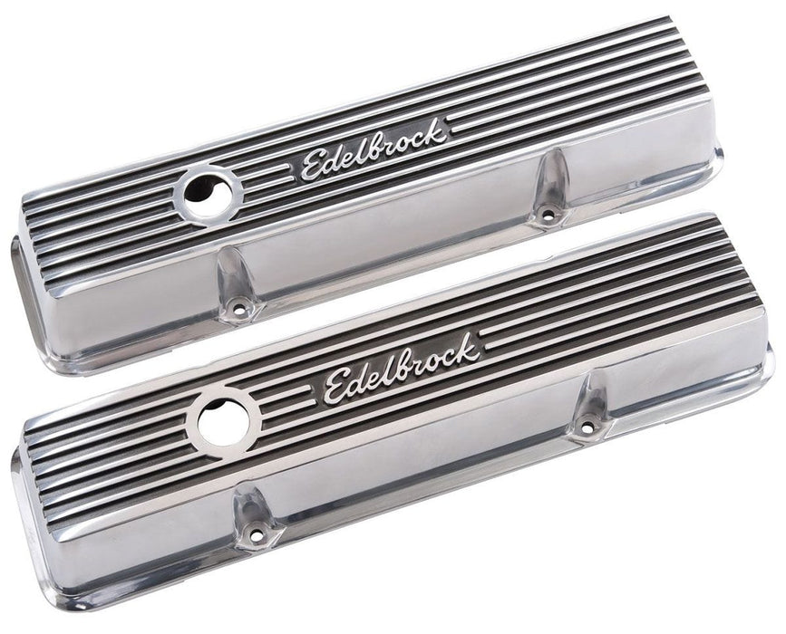 EDELBROCK Suit SB Chev With Edelbrock Logo Elite 2 Series Short Valve covers - Polished ED4262 Autofit
