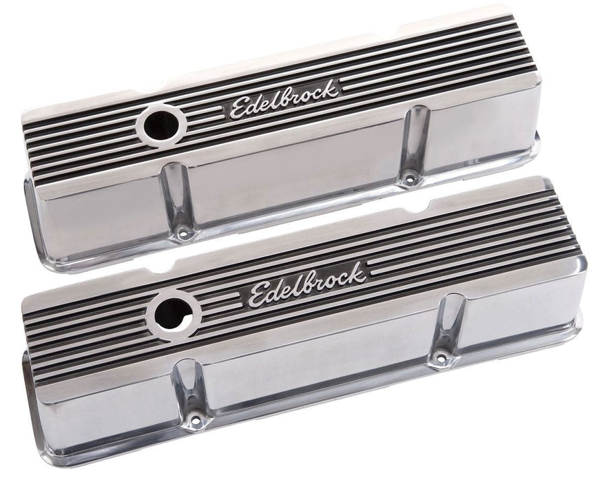 EDELBROCK Suit SB Chev With Edelbrock Logo Elite 2 Series Tall Valve covers - Polished ED4263 Autofit