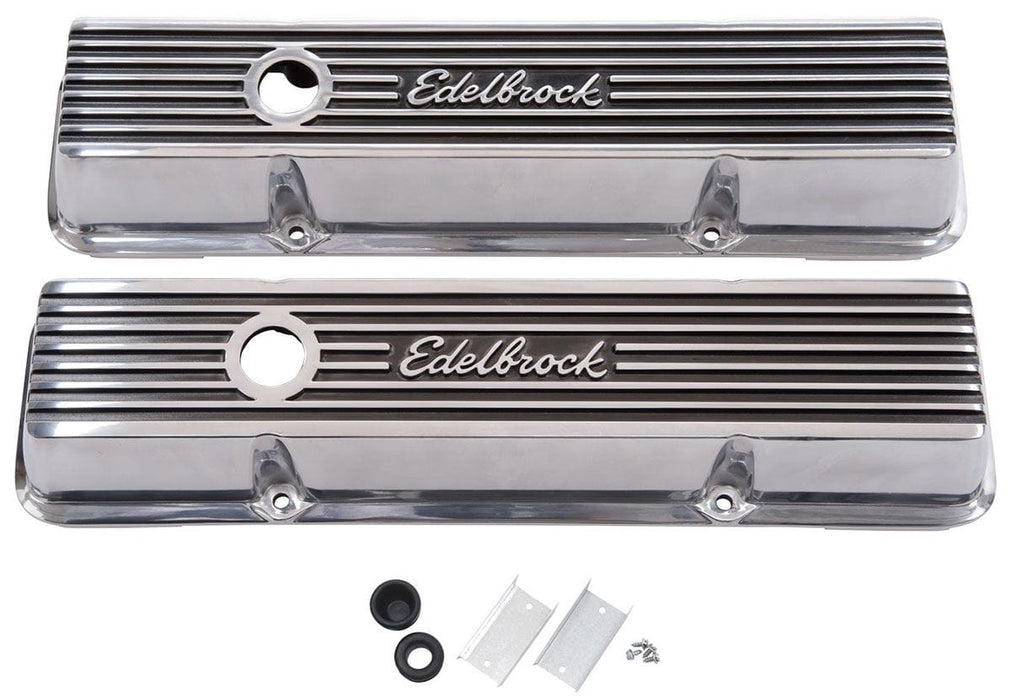 EDELBROCK Suit SB Chev With Edelbrock Logo Elite 2 Series Tall Valve covers - Polished ED4263 Autofit
