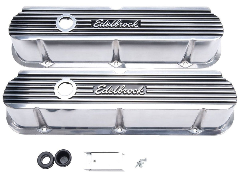 EDELBROCK Suit SB Ford 289-302-351 Windsor With Edelbrock Logo Elite 2 Series Tall Valve covers - Polished ED4264 Autofit