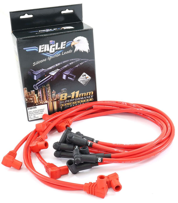 EL Suit S/B Chev 9mm Around Valve Cover Style HEI Ignition Lead Set, Red ELE9849R Autofit